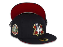 Load image into Gallery viewer, Los Angeles Dodgers New Era MLB 59FIFTY 5950 Fitted Cap Hat Navy Crown/Visor White Logo with Flowers 60th Anniversary Side Patch
