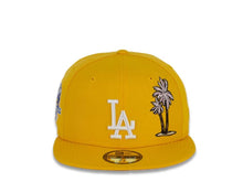 Load image into Gallery viewer, Los Angeles Dodgers New Era MLB 59Fifty 5950 Fitted Cap Hat Gold Crown/Visor White Logo with Palm Tree 50th Anniversary Side Patch Pink UV
