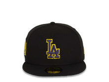 Load image into Gallery viewer, Los Angeles Dodgers New Era MLB 59Fifty 5950 Fitted Cap Hat Black Crown/Visor Purple/Yellow Logo 2020 World Series Side Patch Purple UV
