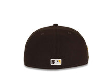 Load image into Gallery viewer, San Diego Padres New Era MLB 59Fifty 5950 Fitted Cap Hat Dark Brown Crown/Visor White/Gold Logo Friar Side Patch Black UV
