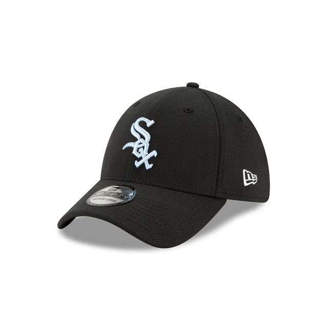 Chicago White Sox New Era MLB 39THIRTY 3930 Flexfit Cap Hat Black Crown/Visor Sky Blue Logo Father's Day 2020