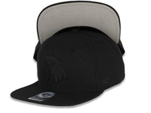 Load image into Gallery viewer, Chicago Blackhawks &#39;47 NHL Snapback Cap Hat All Black Crown/Visor Black Logo 
