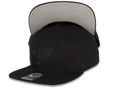 Detroit Red Wings '47 NHL Snapback Cap Hat All Black Crown/Visor Black Logo