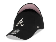 Load image into Gallery viewer, Atlanta Braves &#39;47 MLB Clean Up Adjustable Cap Hat Black Crown/Visor White Logo Pink UV
