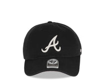 Load image into Gallery viewer, Atlanta Braves &#39;47 MLB Clean Up Adjustable Cap Hat Black Crown/Visor White Logo Pink UV
