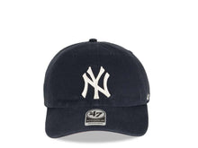 Load image into Gallery viewer, New York Yankees &#39;47 MLB Clean Up Adjustable Cap Hat Navy Crown/Visor White Logo Pink UV
