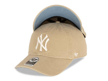 Load image into Gallery viewer, New York Yankees &#39;47 MLB Clean Up Adjustable Cap Hat Khaki Crown/Visor White Logo Sky Blue UV
