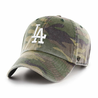 Los Angeles Dodgers '47 MLB Clean Up Adjustable Cap Hat Camo Crown/Visor White Logo 