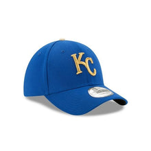 Load image into Gallery viewer, Kansas City Royals New Era MLB 39THIRTY 3930 Flexfit Cap Hat Royal Blue Crown/Visor Metallic Gold Logo 
