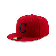 Load image into Gallery viewer, Cleveland Indians New Era MLB 59FIFTY 5950 Fitted Cap Hat Red Crown/Visor Navy &quot;C&quot; Logo 
