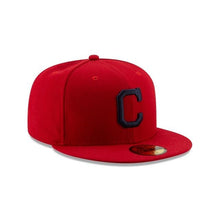 Load image into Gallery viewer, Cleveland Indians New Era MLB 59FIFTY 5950 Fitted Cap Hat Red Crown/Visor Navy &quot;C&quot; Logo 
