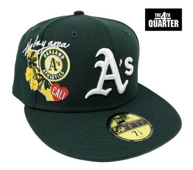 Oakland Athletics New Era MLB 59FIFTY 5950 Fitted Cap Hat Dark Green Crown/Visor White Logo City Cluster