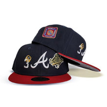 Load image into Gallery viewer, Atlanta Braves New Era MLB 59FIFTY 5950 Fitted Cap Hat Team Color Navy Crown Red Visor White Logo Count the Ring
