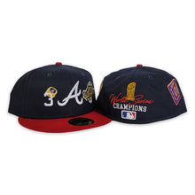 Load image into Gallery viewer, Atlanta Braves New Era MLB 59FIFTY 5950 Fitted Cap Hat Team Color Navy Crown Red Visor White Logo Count the Ring
