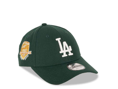 Los Angeles Dodgers New Era MLB 9FORTY 940 Adjustable Cap Hat Dark Green Crown/Visor White Logo 50th Anniversary Side Patch