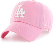 Load image into Gallery viewer, Los Angeles Dodgers &#39;47 Brand MLB Clean Up Adjustable Cap Hat Pink Crown/Visor White Logo 
