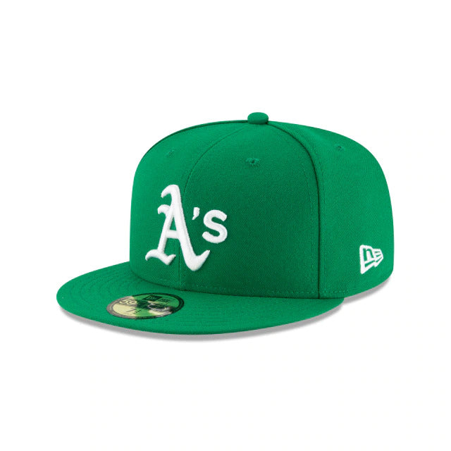 Oakland Athletics A's New Era MLB 59FIFTY 5950 Fitted Cap Hat Kelly Green Crown/Visor White Logo