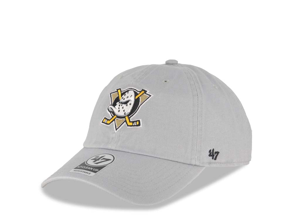 Mighty Ducks '47 NHL Clean Up Adjustable Cap Hat Gray Crown/Visor Team Color Logo