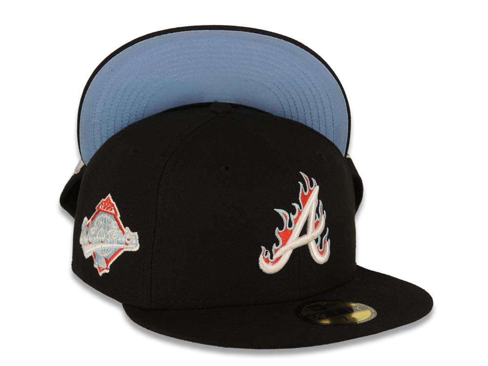 Atlanta Braves ブラック ニューエラ 5950 New Era Atlanta Braves Black 5950 Hat Pink Roses Side Patch