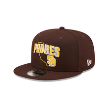 Load image into Gallery viewer, San Diego Padres New Era MLB 9FIFTY 950 Snapback Cap Hat Dark Brown Crown/Visor Yellow Logo (Logo State)
