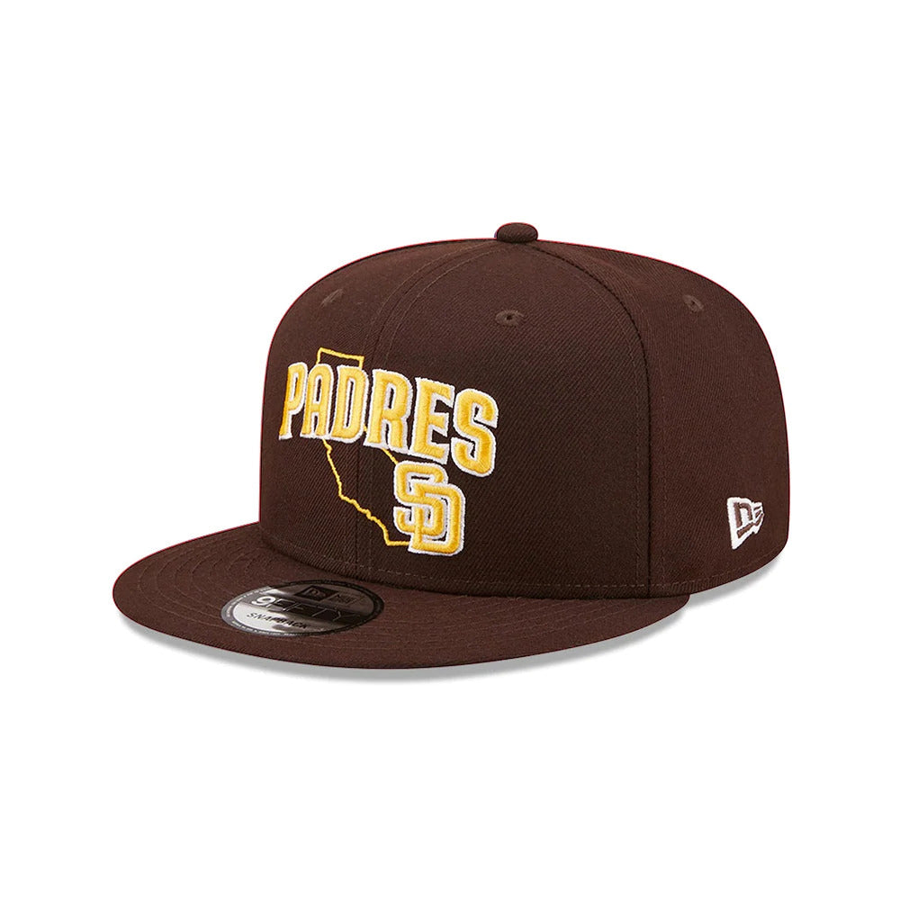 San Diego Padres New Era MLB 9FIFTY 950 Snapback Cap Hat Dark Brown Crown/Visor Yellow Logo (Logo State)