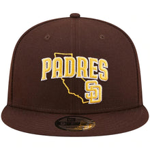 Load image into Gallery viewer, San Diego Padres New Era MLB 9FIFTY 950 Snapback Cap Hat Dark Brown Crown/Visor Yellow Logo (Logo State)
