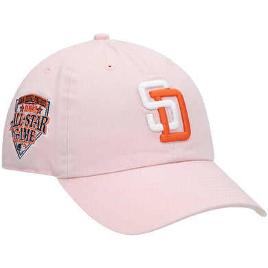 San Diego Padres '47 MLB Clean Up Adjustable Cap Hat Pink Crown/Visor White/Orange Logo 1992 All-Star Game Side Patch Yellow UV