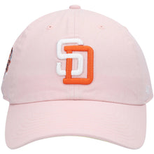 Load image into Gallery viewer, San Diego Padres &#39;47 MLB Clean Up Adjustable Cap Hat Pink Crown/Visor White/Orange Logo 1992 All-Star Game Side Patch Yellow UV
