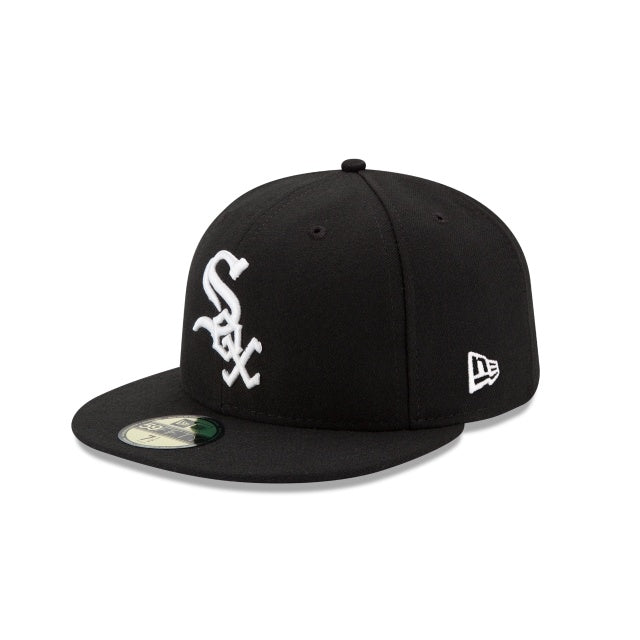 (Youth) Chicago White Sox New Era MLB 59FIFTY 5950 Fitted Cap Hat Black Crown/Visor White Logo 