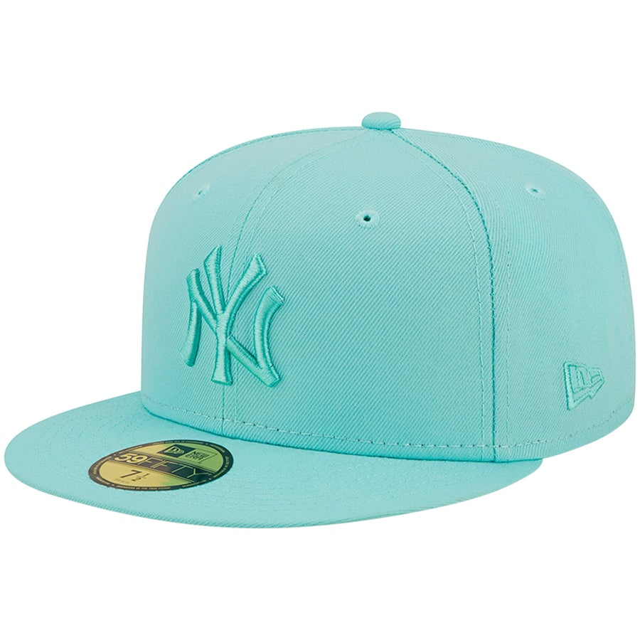 New York Yankees New Era MLB 59FIFTY 5950 Fitted Cap Hat Blue Tint Crown/Visor Blue Tint Logo (Color Pack) 