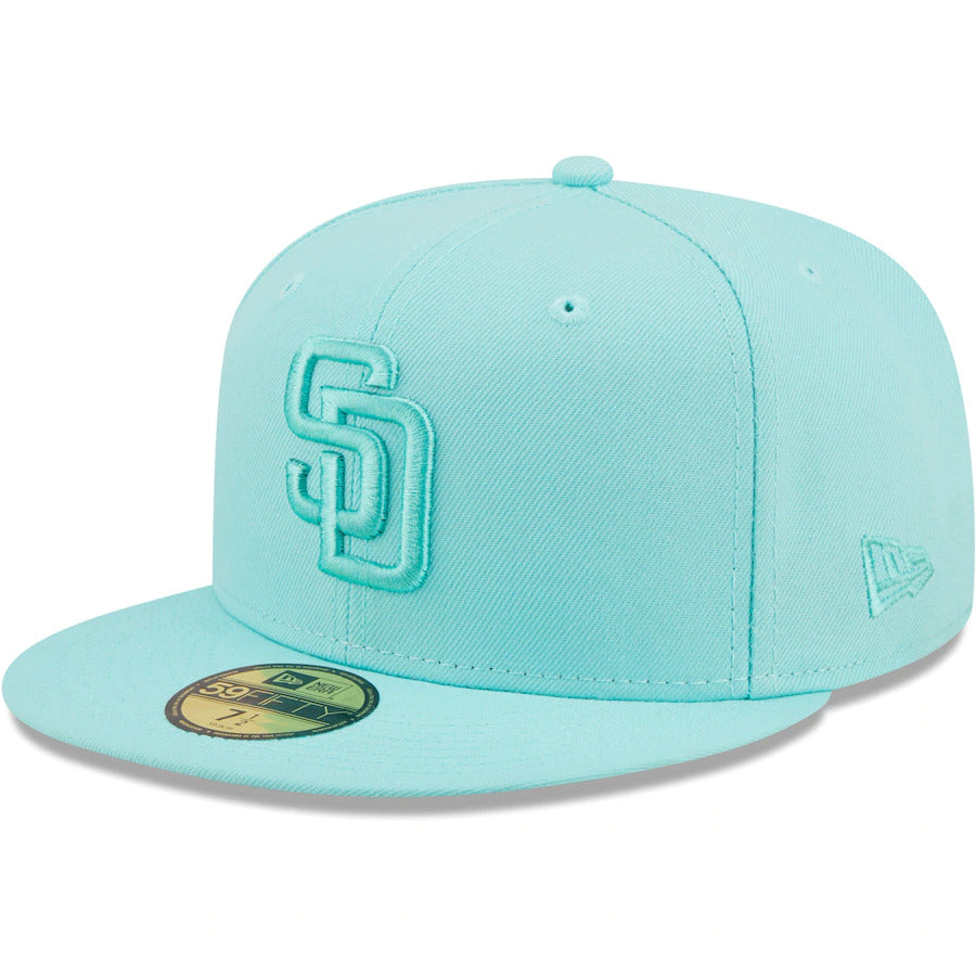 San Diego Padres New Era MLB 59FIFTY 5950 Fitted Cap Hat Blue Tint Crown/Visor Blue Tint Logo (Color Pack)