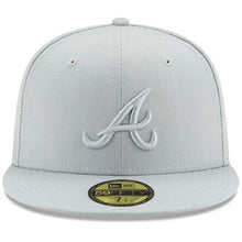 Load image into Gallery viewer, Atlanta Braves New Era MLB 59FIFTY 5950 Fitted Cap Hat Medium Silver (Light Gray) Crown/Visor Medium Silver (Light Gray) Logo (Color Pack)
