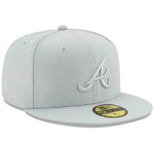 Load image into Gallery viewer, Atlanta Braves New Era MLB 59FIFTY 5950 Fitted Cap Hat Medium Silver (Light Gray) Crown/Visor Medium Silver (Light Gray) Logo (Color Pack)
