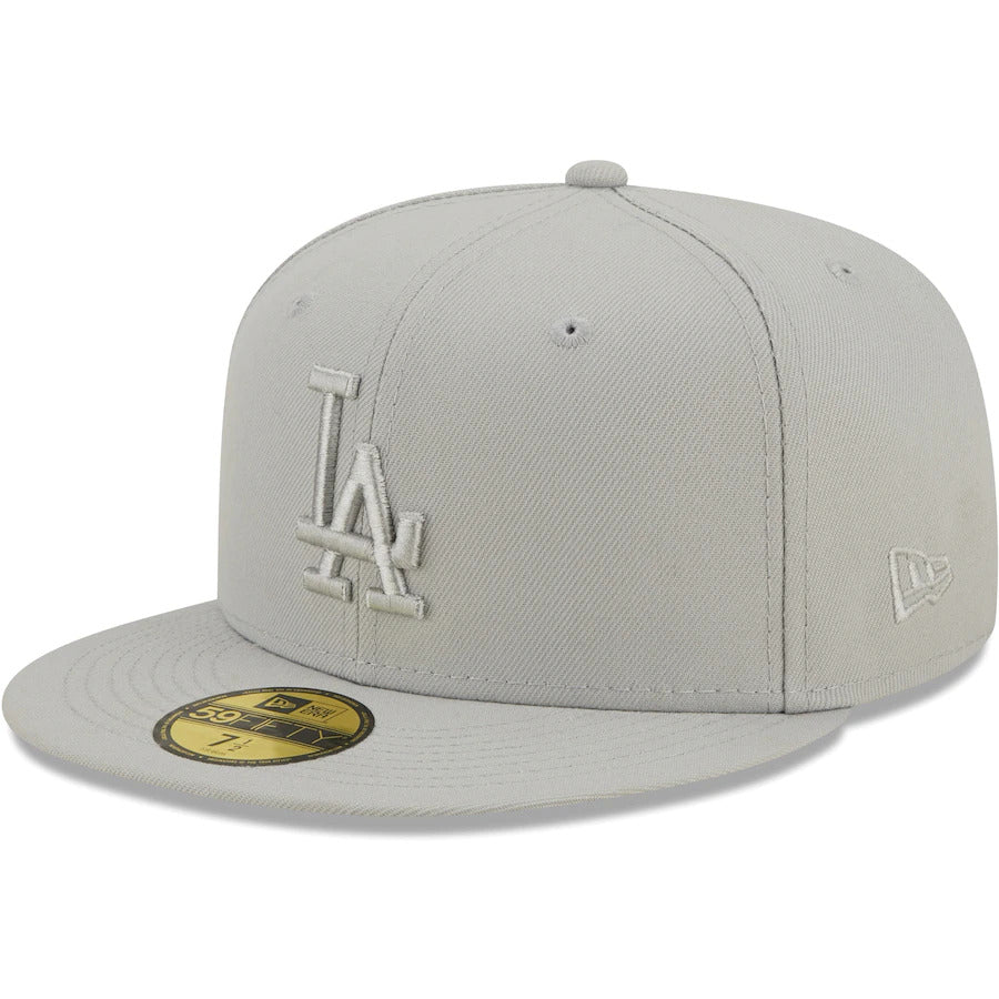 Los Angeles Dodgers New Era MLB 59FIFTY 5950 Fitted Cap Hat Medium Silver (Light Gray) Crown/Visor Medium Silver (Light Gray) Logo (Color Pack)