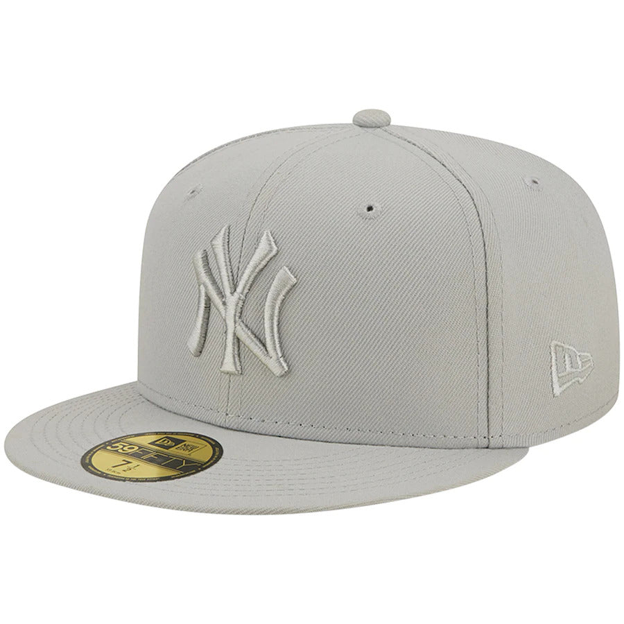 New York Yankees New Era MLB 59FIFTY 5950 Fitted Cap Hat Medium Silver (Light Gray) Crown/Visor Medium Silver (Light Gray) Logo (Color Pack)