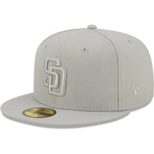Load image into Gallery viewer, San Diego Padres New Era MLB 59FIFTY 5950 Fitted Cap Hat Medium Silver (Light Gray) Crown/Visor Medium Silver (Light Gray) Logo (Color Pack)
