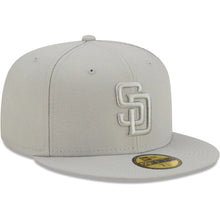 Load image into Gallery viewer, San Diego Padres New Era MLB 59FIFTY 5950 Fitted Cap Hat Medium Silver (Light Gray) Crown/Visor Medium Silver (Light Gray) Logo (Color Pack)
