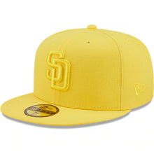 Load image into Gallery viewer, San Diego Padres New Era MLB 59FIFTY 5950 Color Pack Snapback Cap Hat Yellow Crown/Visor Yellow Logo
