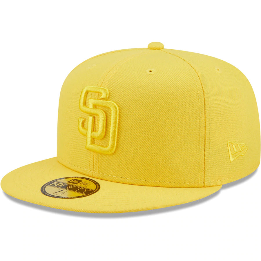 San Diego Padres New Era MLB 59FIFTY 5950 Color Pack Snapback Cap Hat Yellow Crown/Visor Yellow Logo