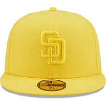 Load image into Gallery viewer, San Diego Padres New Era MLB 59FIFTY 5950 Color Pack Snapback Cap Hat Yellow Crown/Visor Yellow Logo
