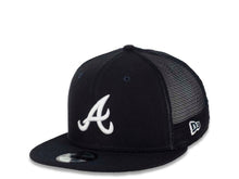 Load image into Gallery viewer, Atlanta Braves New Era MLB 9FIFTY 950 Mesh Trucker Snapback Cap Hat Navy Crown/Visor White Logo 
