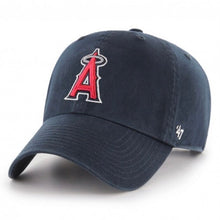 Load image into Gallery viewer, Los Angeles Anaheim Angels &#39;47 Brand MLB Clean Up Adjustable Cap Hat Navy Crown/Visor Team Color Logo 
