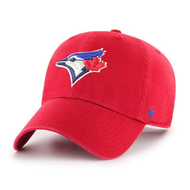 Toronto Blue Jays '47 MLB Clean Up Adjustable Cap Hat Red Crown/Visor Team Color Logo 