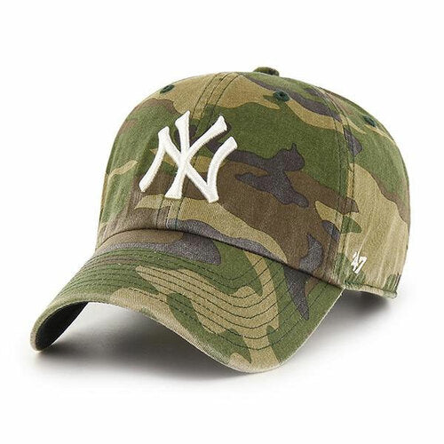 New York Yankees '47 MLB Clean Up Adjustable Cap Hat Camo Crown/Visor White Logo 