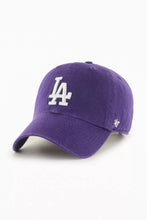 Load image into Gallery viewer, Los Angeles Dodgers &#39;47 Brand MLB Clean Up Adjustable Cap Hat Purple Crown/Visor White Logo 
