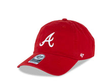 Load image into Gallery viewer, Atlanta Braves &#39;47 Brand MLB Clean Up Adjustable Cap Hat Red Crown/Visor White Logo 

