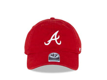 Load image into Gallery viewer, Atlanta Braves &#39;47 Brand MLB Clean Up Adjustable Cap Hat Red Crown/Visor White Logo 
