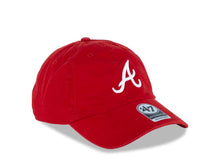 Load image into Gallery viewer, Atlanta Braves &#39;47 Brand MLB Clean Up Adjustable Cap Hat Red Crown/Visor White Logo 
