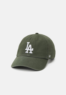 Los Angeles Dodgers '47 Brand MLB Clean Up Adjustable Cap Hat Olive Crown/Visor White Logo 