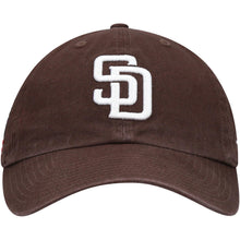 Load image into Gallery viewer, San Diego Padres &#39;47 Brand MLB Clean Up Adjustable Cap Hat Brown Crown/Visor White Logo With American Flag Side Patch
